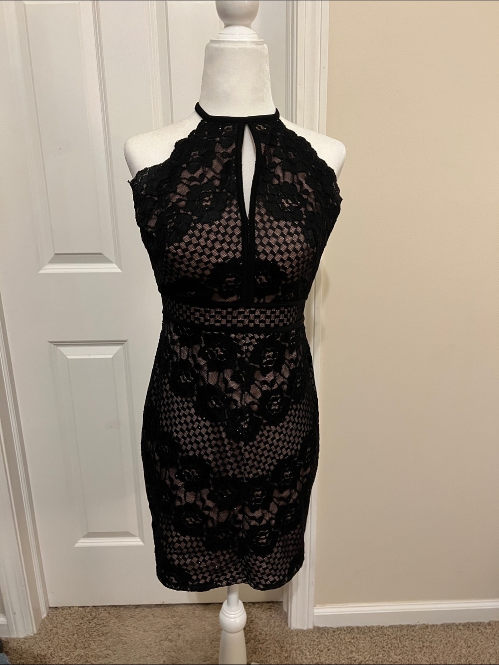 Morgan & Co. Black Lace Halter Mini Dress size 1